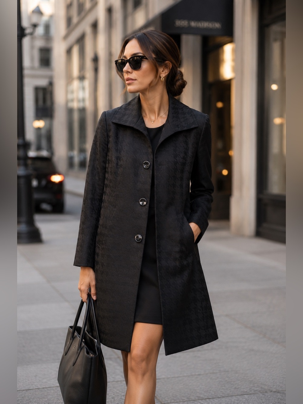 Luxury Chic Evan Picone Black Lined Suit Coat / Long Womens Jacket Sz 10 Vintage